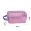 Candy Color Mesh Cosmetic Bag Large Capacity Transparent Storage Pouch with Zipper Internal Pocket