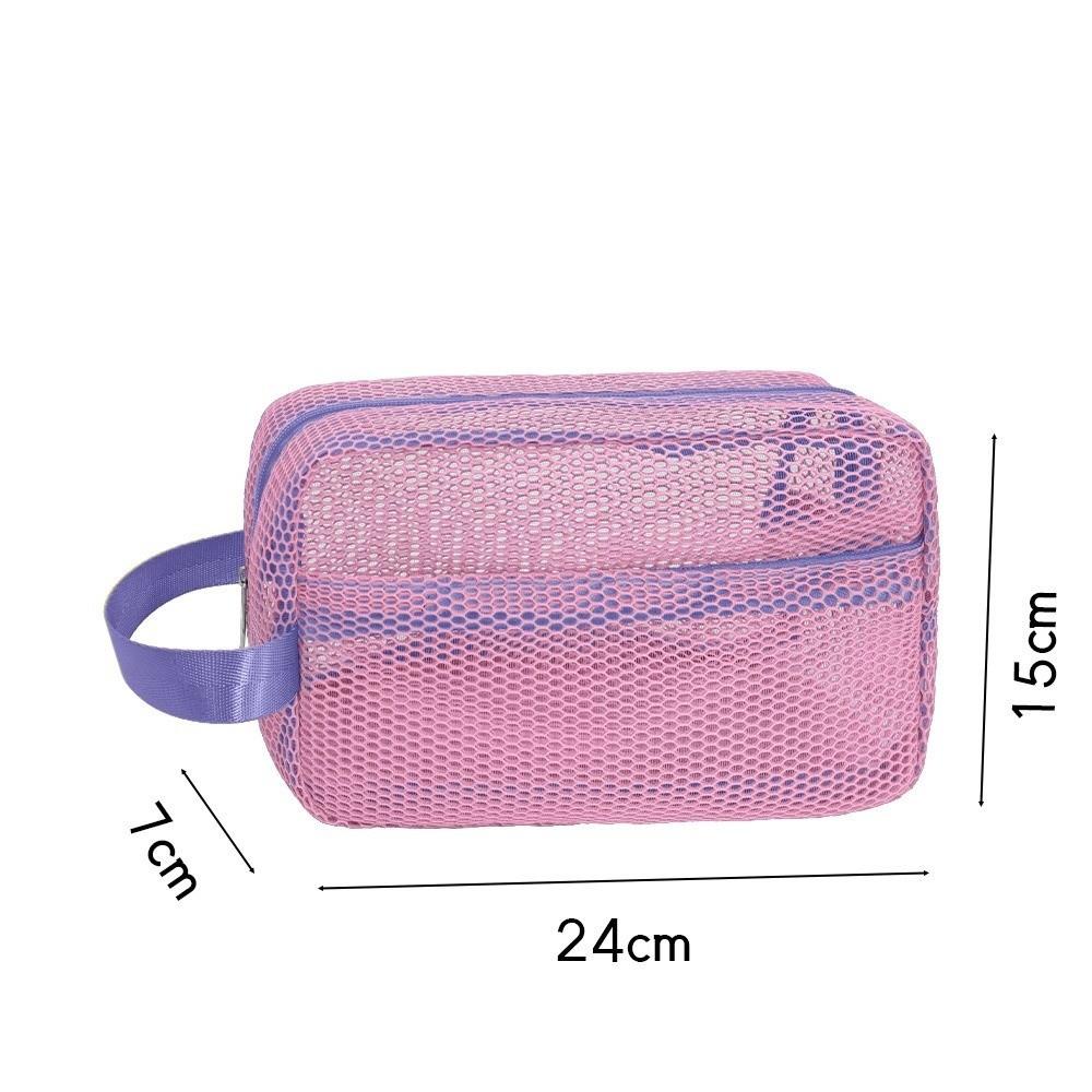 Candy Color Mesh Cosmetic Bag Large Capacity Transparent Storage Pouch with Zipper Internal Pocket