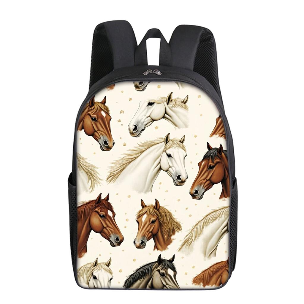 Horse Printing Single Layer Backpack for Boy and Girls Best Gifts 2D Flat Cartoon School Bags for Children