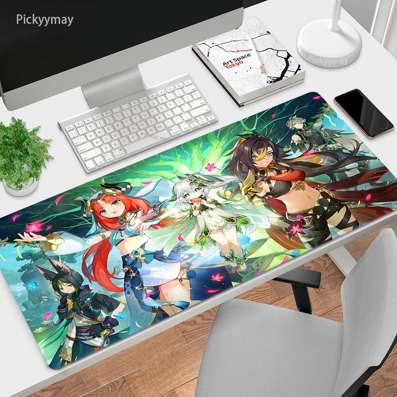 Genshin Impact большой игровой коврик для мыши, геймерские коврики для мыши, коврик для клавиатуры, настольный коврик Nahida Kawaii, настольные коврики, аниме коврик для мыши в подарок