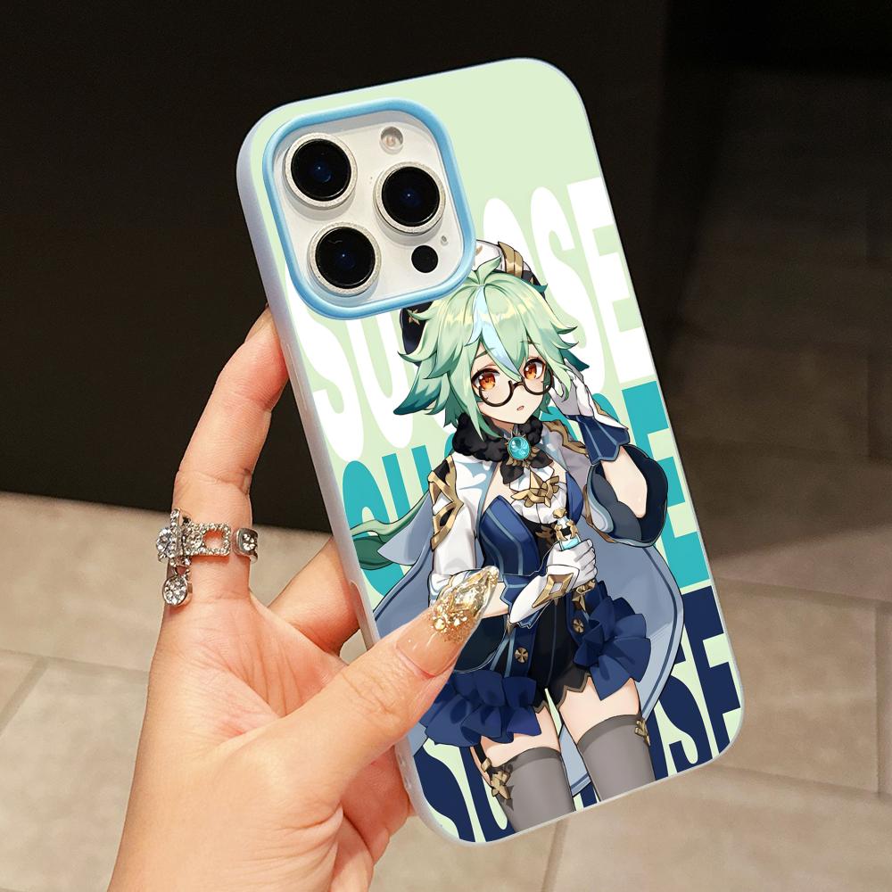 Game GI Sucrose Jelly Double layer Light Blue Mobile Phone Case for iPhone 17 16 15 14 13 12 11 Air Pro Max Plus Protective