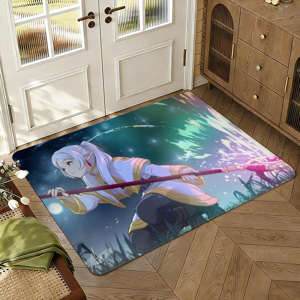 Frieren-Beyond-Journey’s-Ends Anime Floor Mat Soft Thickened Absorbent Non-Slip Bedroom Living Room Door Mat Home Flannel Rugs