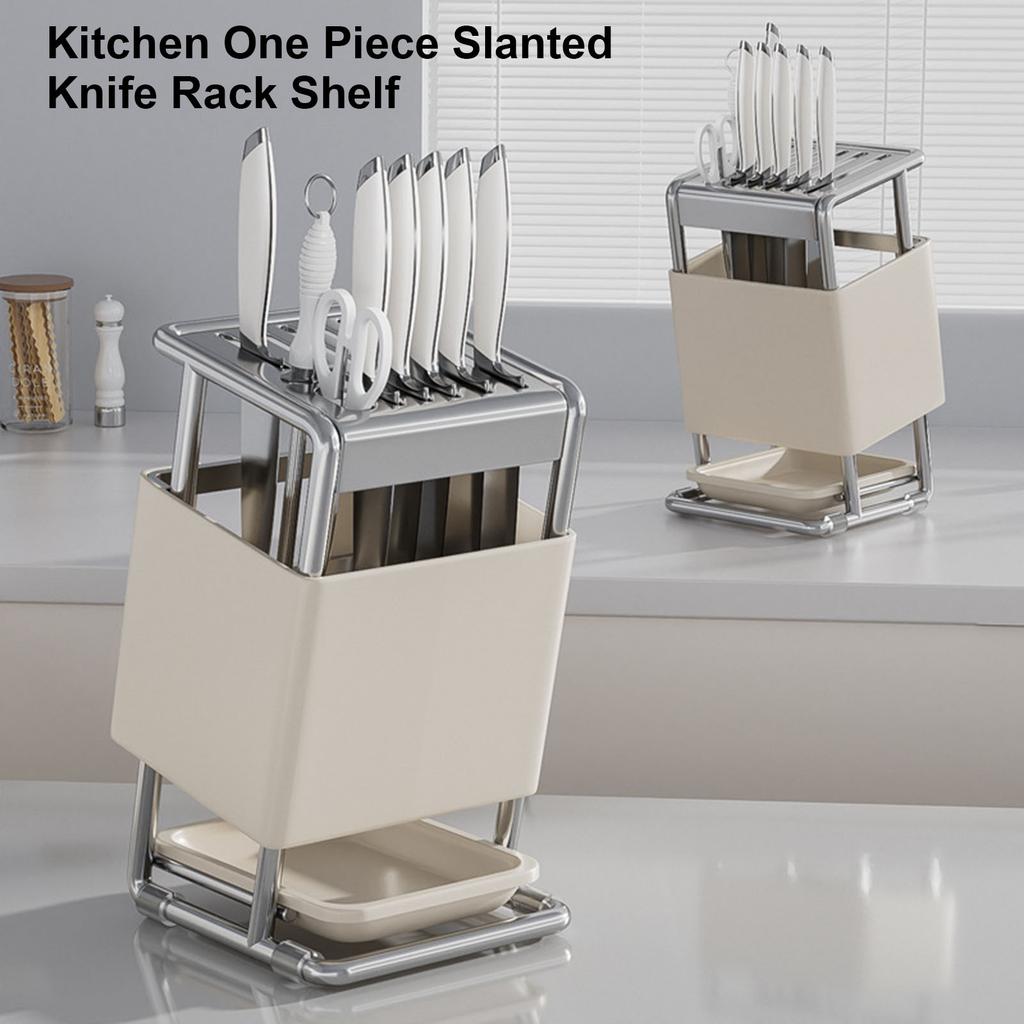 Kitchen Knife Holder Integrated Slant Insert Rack Space Saving Storage Multifunctional Kitchen Organizes for Utensils