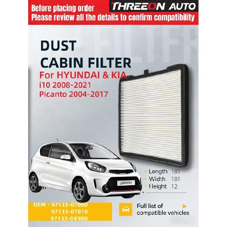 THREEON Dust Cabin Air Filter For Hyundai i10 2007-, Picanto 2004-2018 97133-07000 97133-07010 97133-0X900