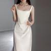 2025 Retro Satin Light Wedding Dress - Simple Spaghetti Strap Gown with Small Train