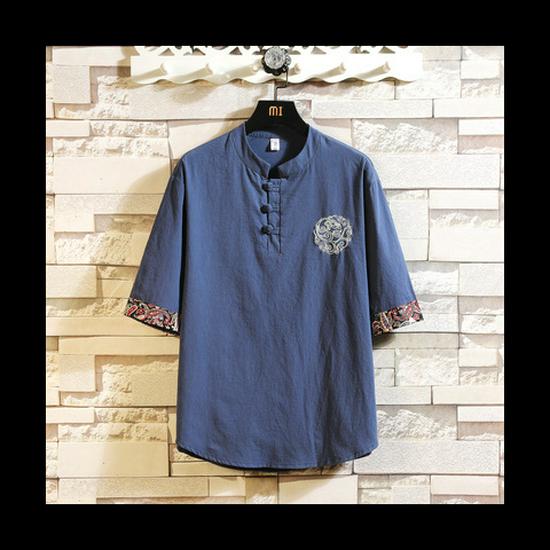 Футболка буддийская мужская в китайском стиле из льна Hanfu Zen