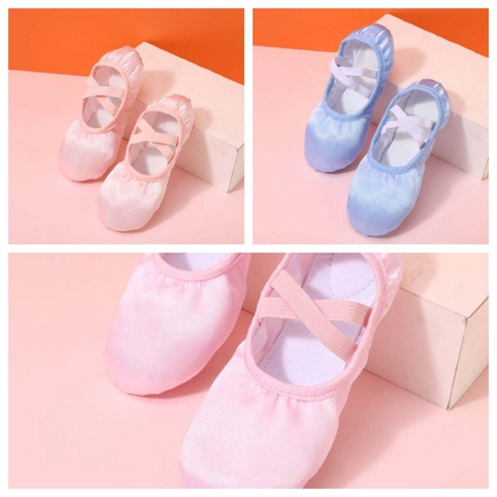 Elastic Band Soft Pointe Shoes PU Leather Stain Dance Slippers Ballet Shoes for Girls  Children