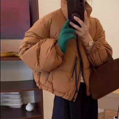 Повседневная короткая куртка-пуховик женская зимняя утолщенная свободная модель воротник-стойка маленькая куртка-хлеб теплая куртка