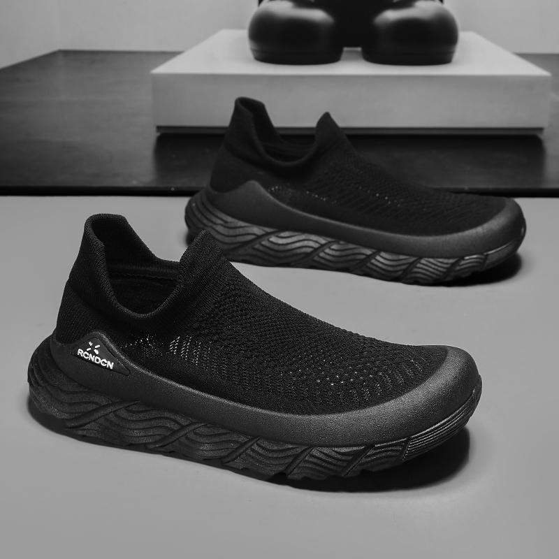 Men's shoes summer breathable mesh lazy soft-soled fly-woven socks shoes men's thick-soled lightweight sports and leisure shoes
