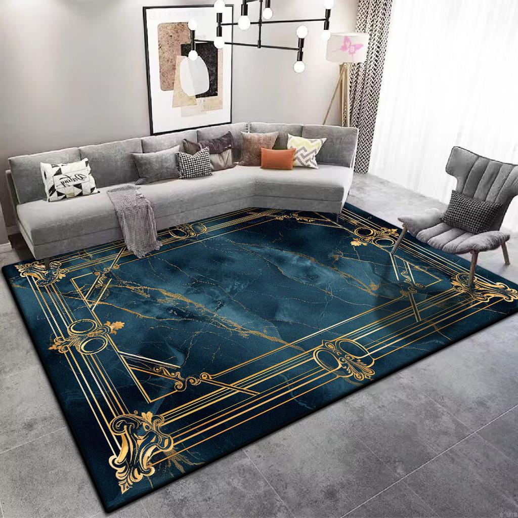 Современный Большой Ковер для Гостиной для Пожилых Синий Противоскользящий Коврик для Кофейных Столиков Настраиваемый Коврик для Гардеробной Офиса Под Диван Мягкий Легко Чистить