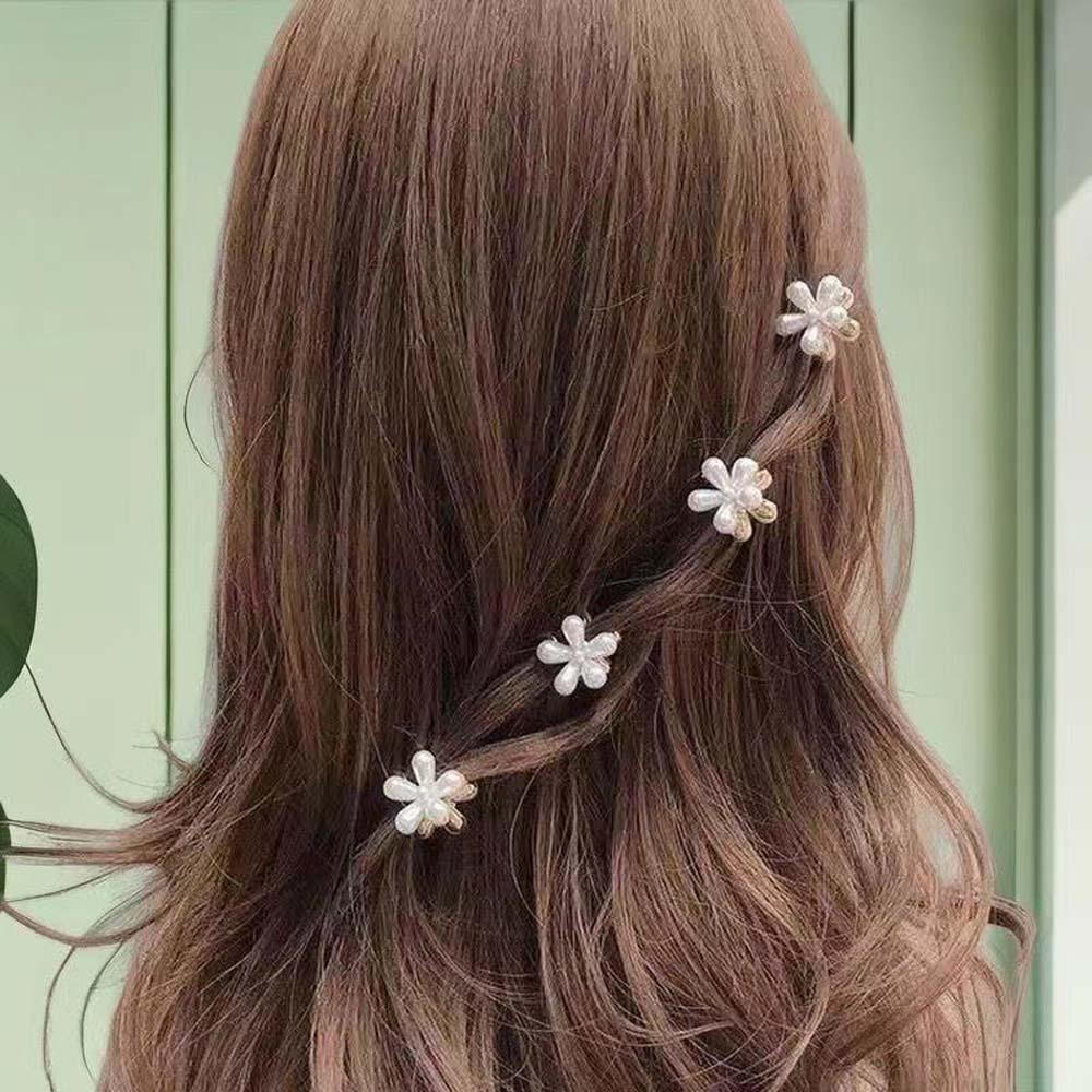 10pcs Resin Pearls Flower Hairpin Sweet Women Side Clip Simple Mini Hair Claw Girls