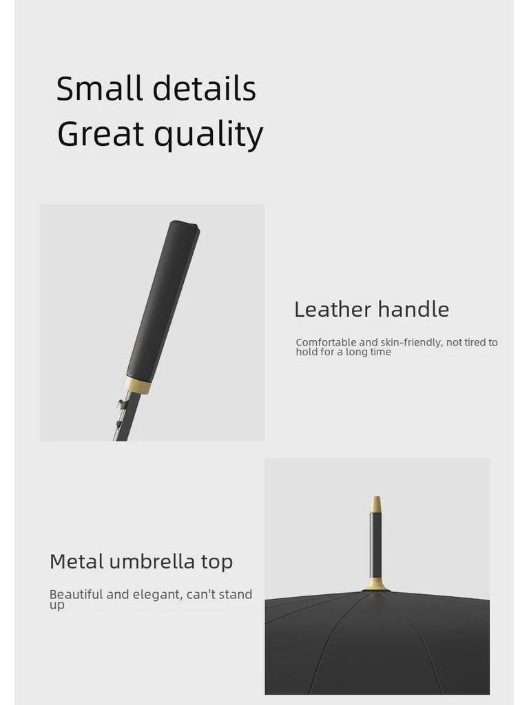 24-Bone Long Handle Umbrella: Large, Double-Reinforced Automatic Business Umbrella