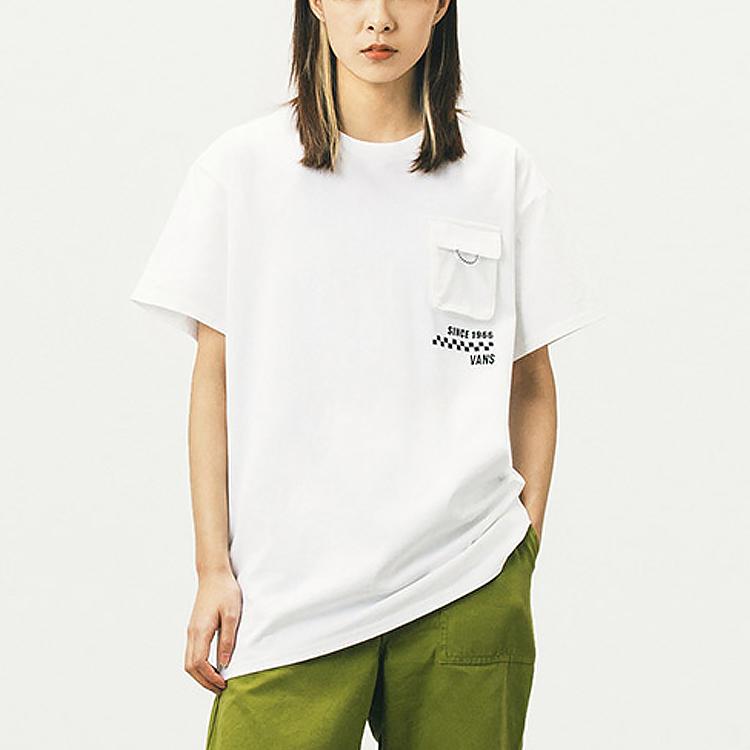Vans Повседневная спортивная футболка с коротким рукавом и принтом 3D-кармана, женские топы, белые VN0A5F1YWHT