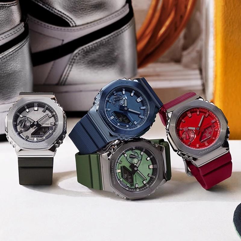 Для Casio G-Shock GM-2100 GM-S2100 GA-2100 мужские Спортивный водозащитный ремешок для часов Красный Серый Резиновая смола Ремешок для часов 16 мм