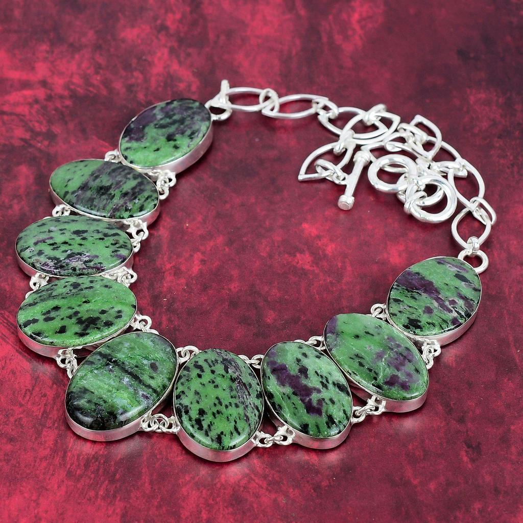 Ruby Zoisite Necklace Gemstone Jewelry, 925 Solid Sterling Silver Handmade Adjustable Chain Necklace, Latest Design Jewelry