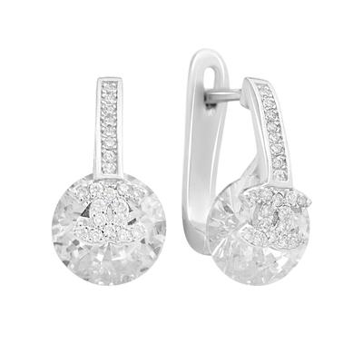 Серебряные серьги с фианитами (2144458)