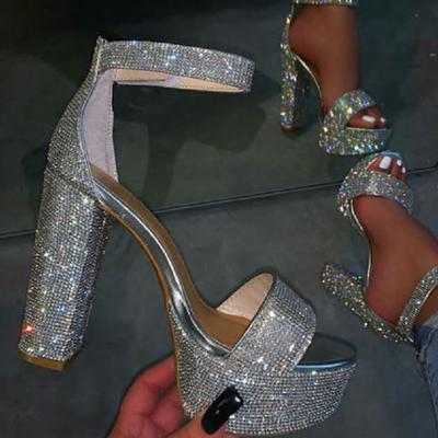 Прямая поставка Летние серебряные стразы женские босоножки для вечеринки и свадьбы сексуальные туфли на платформе с очень высоким каблуком удобные сандалии для ходьбы