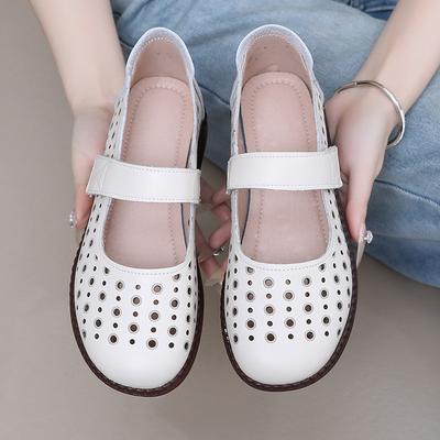 Модные туфли GKTINOO из натуральной кожи, плоские женские сандалии, 2025, новая весна-лето, сандалии на платформе с перфорацией, на липучке, большого размера