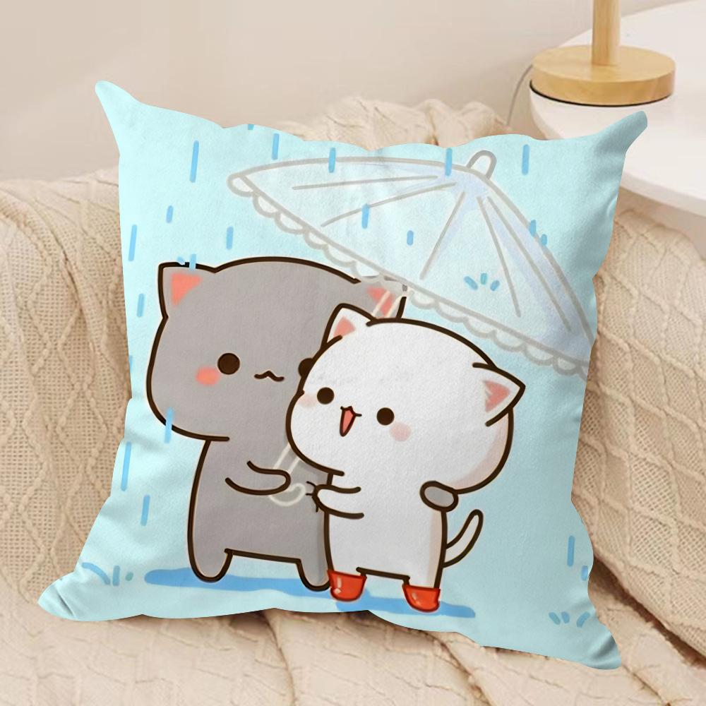 Sweet Cute PPeach Gomas Cushion Cover Silky Short Plush Invisible Zipper Dustproof Sofa Pillow Case For Home Decor