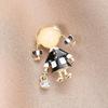 New Geometry Zircon Drop Glazed Bow Double Braided Little Girl Brooch Unique Fashion Versatile Cartoon Character Jewelry Gift