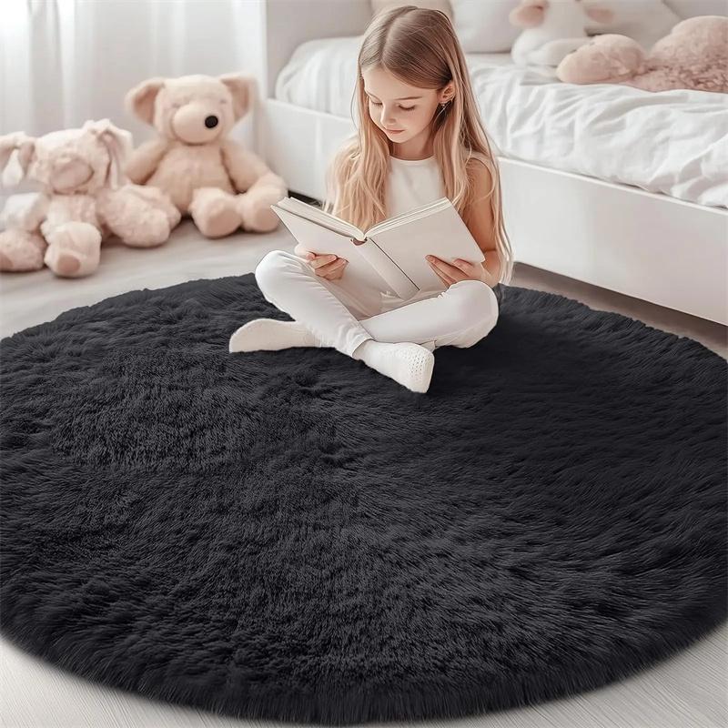 Plush Carpets Fluffy Ultra Soft Indoor Modern Area Rugs Living Room Play Mats Fluffy Round Rugs For Girls Bedroom