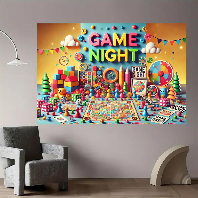 2D flat banner 1PC Game night polyester background banner multi-functional party decoration photography studio props
