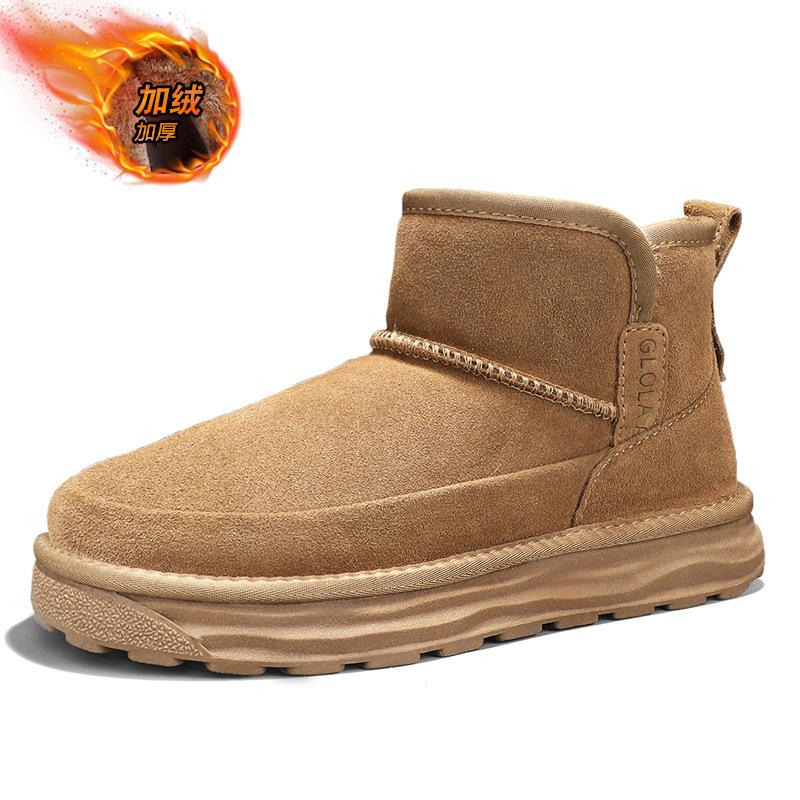 Новые зимние бархатные теплые утолщенные круглые зимние ботинки мужские защитные ботинки из хлопка с высоким берцем ботинки для улицы на толстой подошве