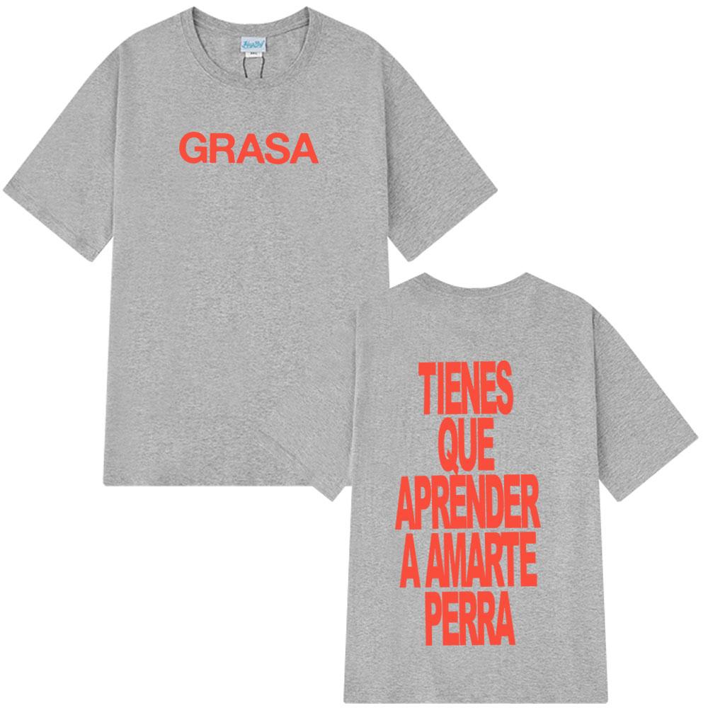 2025 Summer Rapper Nathy Peluso Grasa Letters Print T Shrit Men Women Aesthetic 100 Pure Cotton Printed Breathable Tshirt