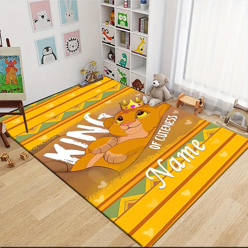 Custom Name Lion Majesty Carpet Rug Customizable Soft Washable Anti-Slip Home Living Room Sofa Mats Personalized Rug. 0909304