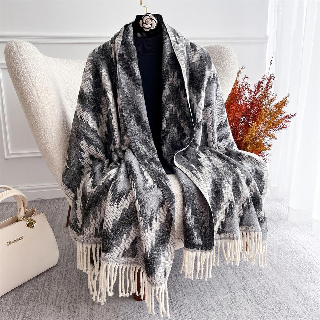 [T842] 65*180cm Ethnic Style Women Jacquard Scarf Thick Imitation Cashmere Tassel Shawl Winter Warm Neck Wrap Pashmina Blanket