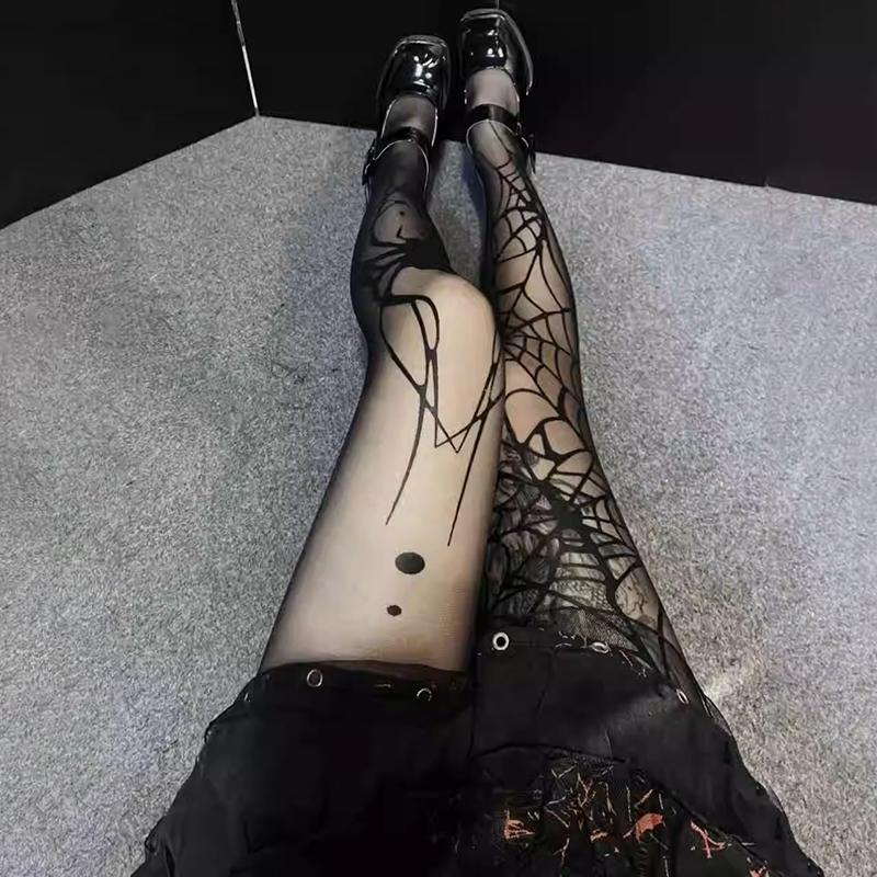 2024 Vintage Dark Gothic Fishnet Tights Stockings Women Alternative Sexy Spider Web Witch Pantyhose Y2K Girls Thin Socks