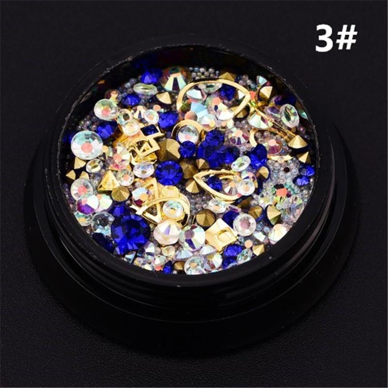 Смешанные украшения для ногтей «сделай сам», красочные микробусины, круг из драгоценных камней, 3D блестящие кристаллы и стразы, инструмент для дизайна ногтей