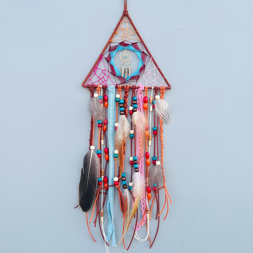 Indian Feather Dreamcatcher Pendant Hand-woven Creative Triangle Home Pendant