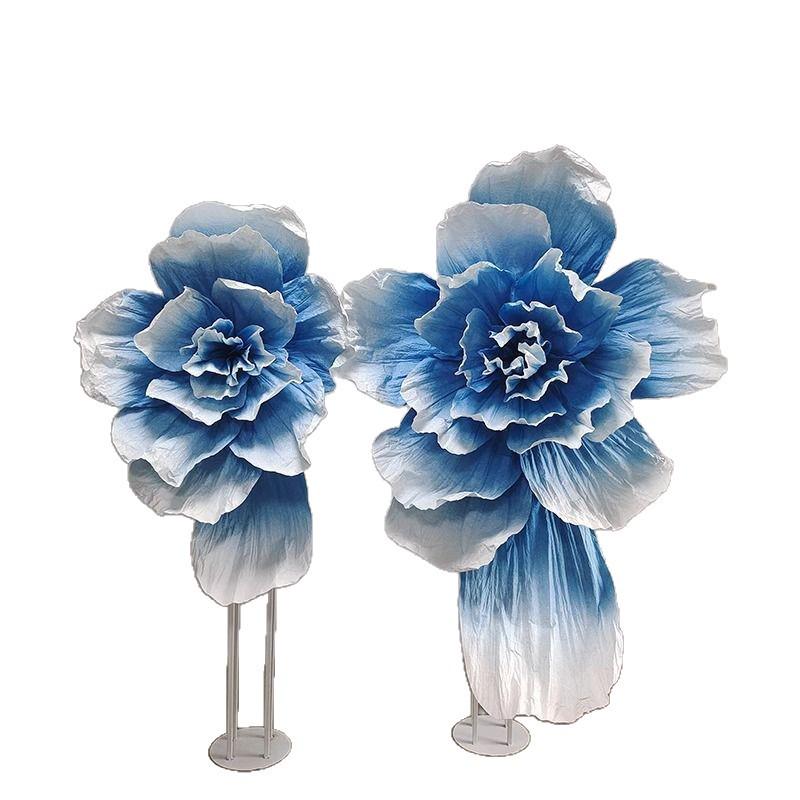 Большое свадебное бумажное цветочное украшение - Плиссированные пластиковые цветы для фона отеля, Гигантские бумажные цветы для фотосессии, Готовое изделие