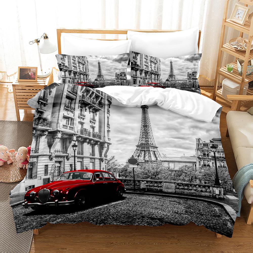 British Urban Architecture Bedding Set Vintage City Telephone Booth Soft Polyester Duvet Cover Set For Luxury Bedroom Decoration