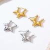 Гладкие серьги-пентаграммы, изысканная трехмерная простая пряжка для ушей Wind, позолоченные серьги-звезды из нержавеющей стали с открыванием и закрыванием
