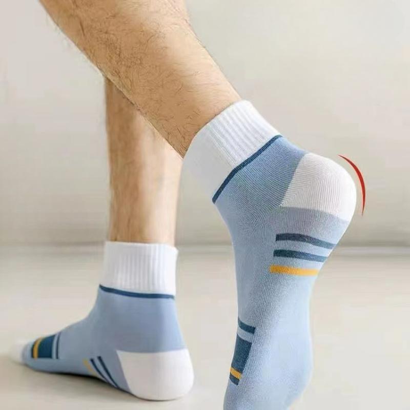 5/10 Pairs Men's Mid-calf Sports Socks Striped Breathable Cotton Socks Casual Socks Lot