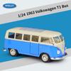 Масштаб 1/24 Welly 1963 Volkswagen T1 Bus, модель автомобиля из сплава, литье под давлением, металлические игрушечные автомобили, модель автомобиля, коллекция высокой имитации, детские подарки