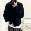 Korean Style Women's Double Zipper Knit Cardigan with Turn-Down Collar for Autumn/Winter 2025