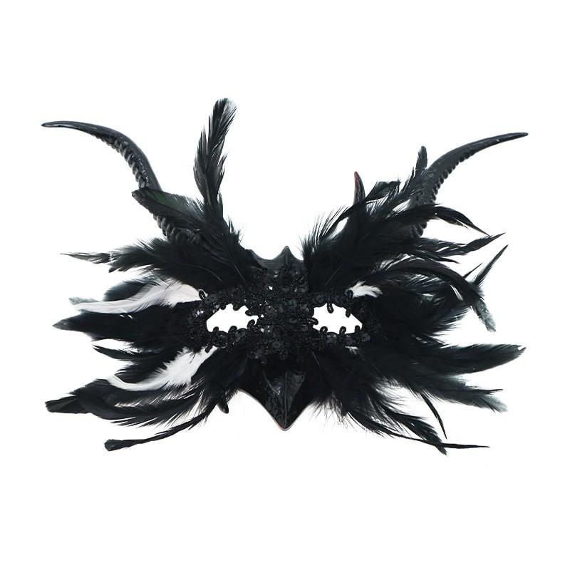 Gothic Half Face Feather Mask Halloween Party Costume Accessory