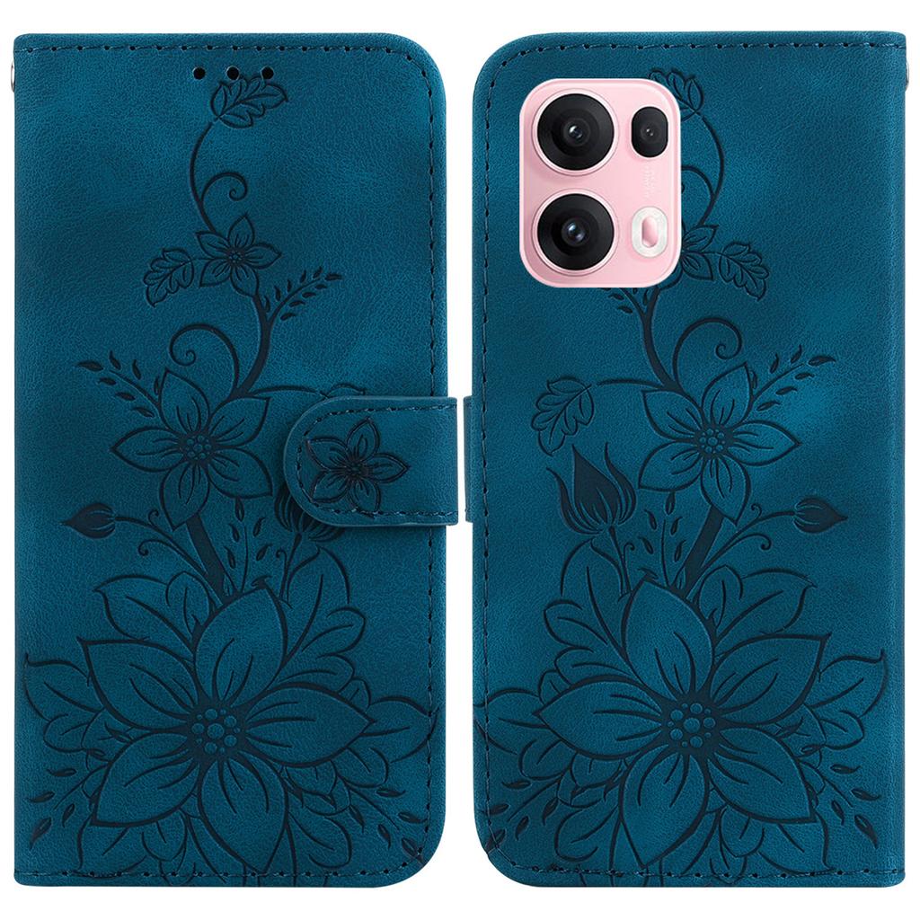 For Oppo Reno13 Pro 5G Case Lily Flower Imprint Leather Phone Cover with Stand