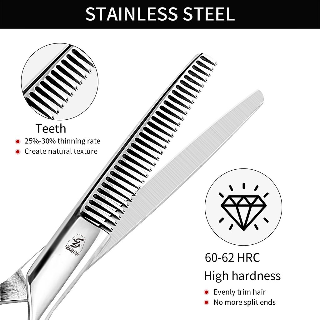 Ножницы для стрижки и парикмахерские ножницы Sangelar длиной 6 дюймов, ножницы из нержавеющей стали премиум-класса с гладкими и острыми лезвиями для салонов (Бесплатная сумка)