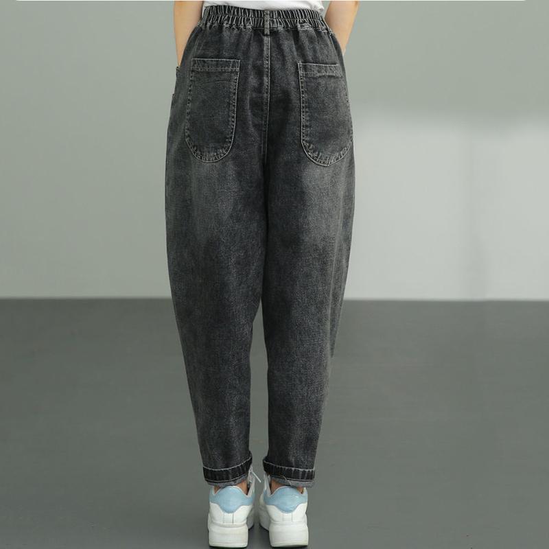 2022 корейские свободные женские шаровары осень-зима повседневные джинсы с высокой талией женские винтажные стильные джинсовые брюки женские