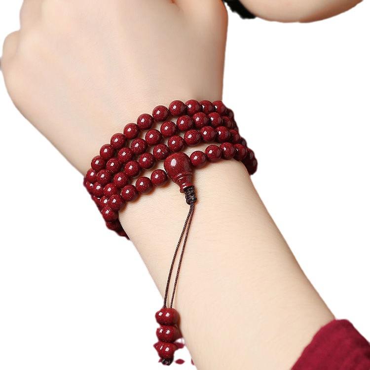 Подлинные киноварные буддийские четки из 108 бусин для ношения как ожерелье или браслет для мужчин и женщин