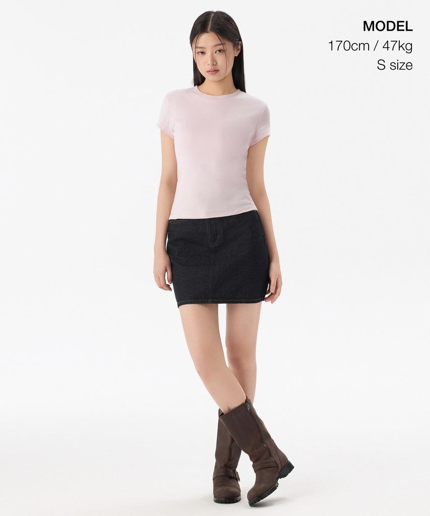 MUSINSA STANDARD WOMAN Women'S Slim Crew Neck Bra T-Shirt [Pale Pink]