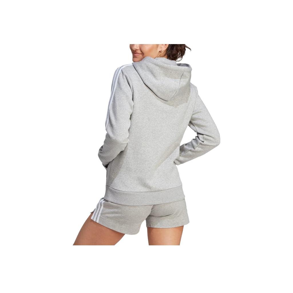 Adidas Letter Logo Three Stripes Printed Hoodie Women Hoodies Medium-Gray IM0236
