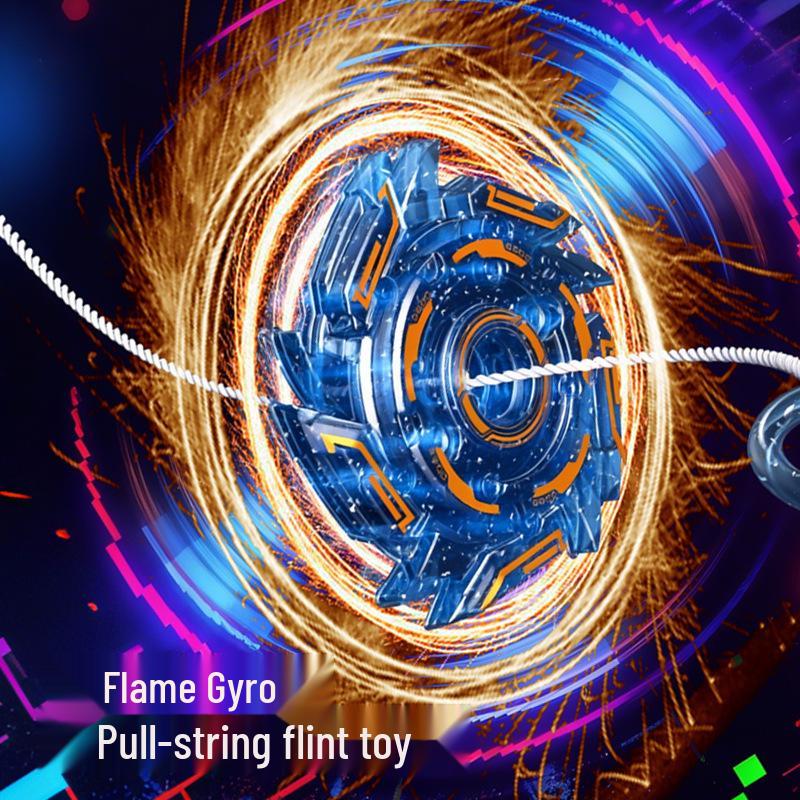 Luminous Gyro Toy: Pull-String Stone Spark Battle Fun