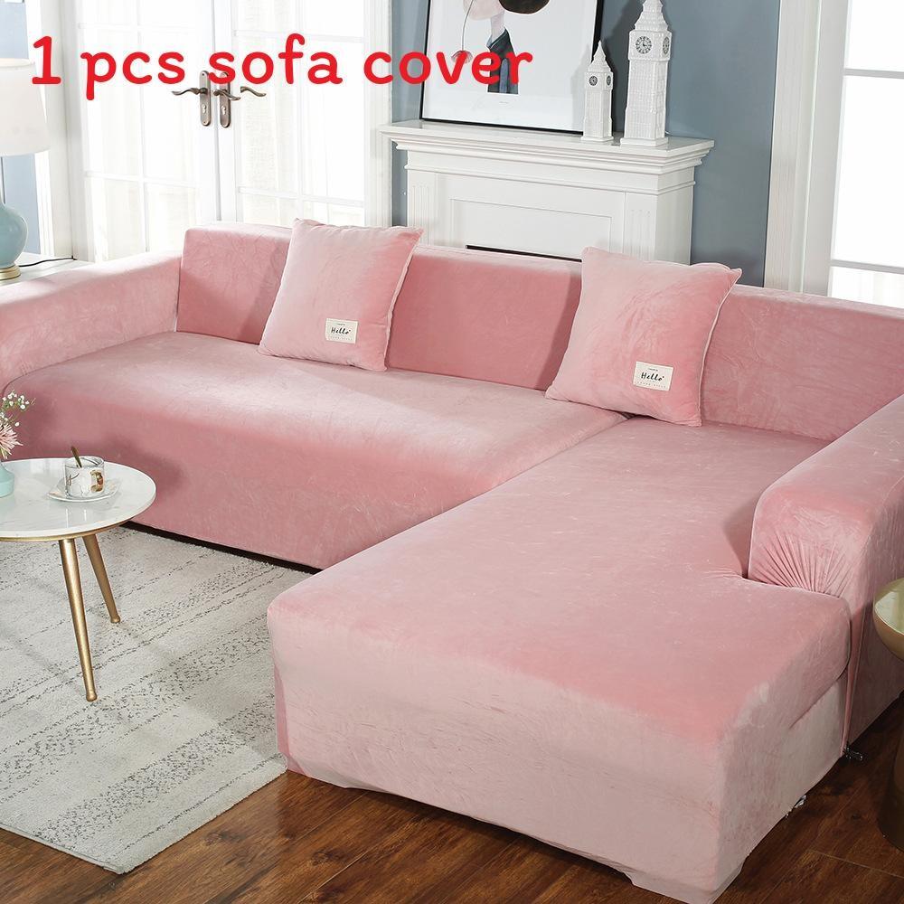 Simple Solid Color Plush Surface Sofa Protection Cover With Anti Slip Strip For Household Protection