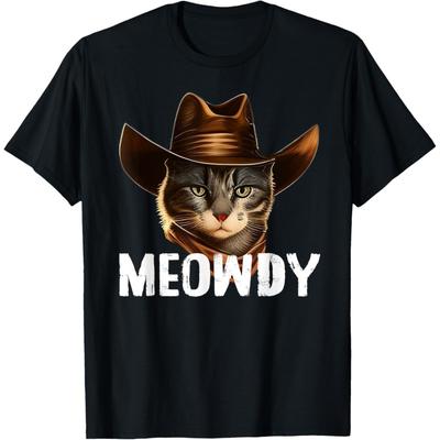Мяуди Кот Ковбой Смешная Футболка с Мемом про Кота