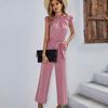 Temperament Casual Short-sleeved Solid-color Jumpsuit Fly-sleeved